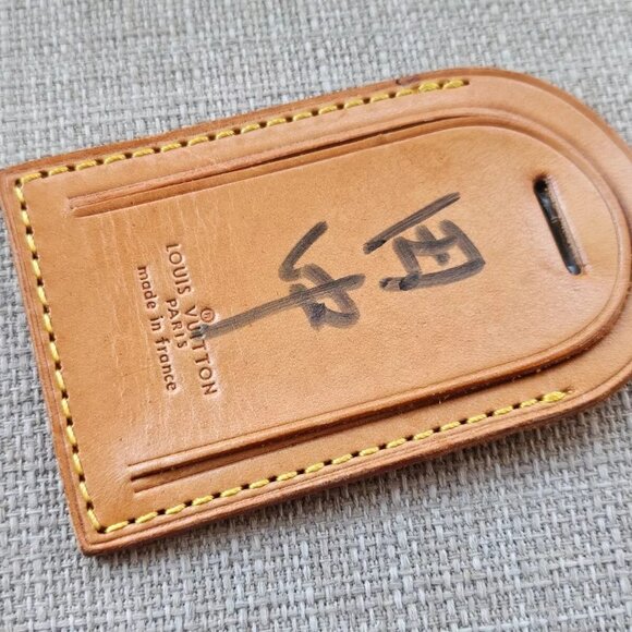 Louis Vuitton Other - Louis Vuitton Name Tag Tan Genuine Leather Luggage Tag LV Tag Made in France aut